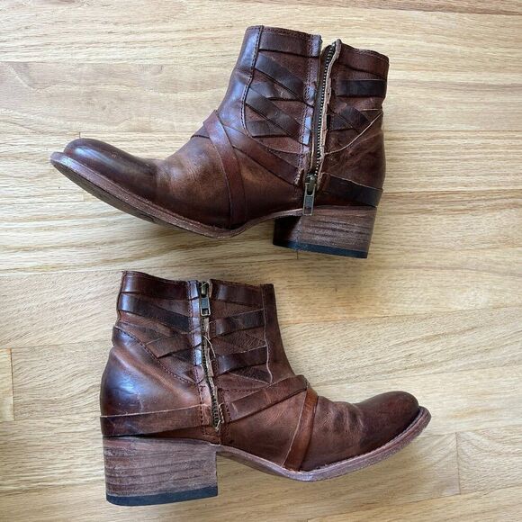 Freebird By Steven Sammi Brown Leather Ankle Boots Size 8 western‎ rodeo cowgirl - Picture 9 of 12